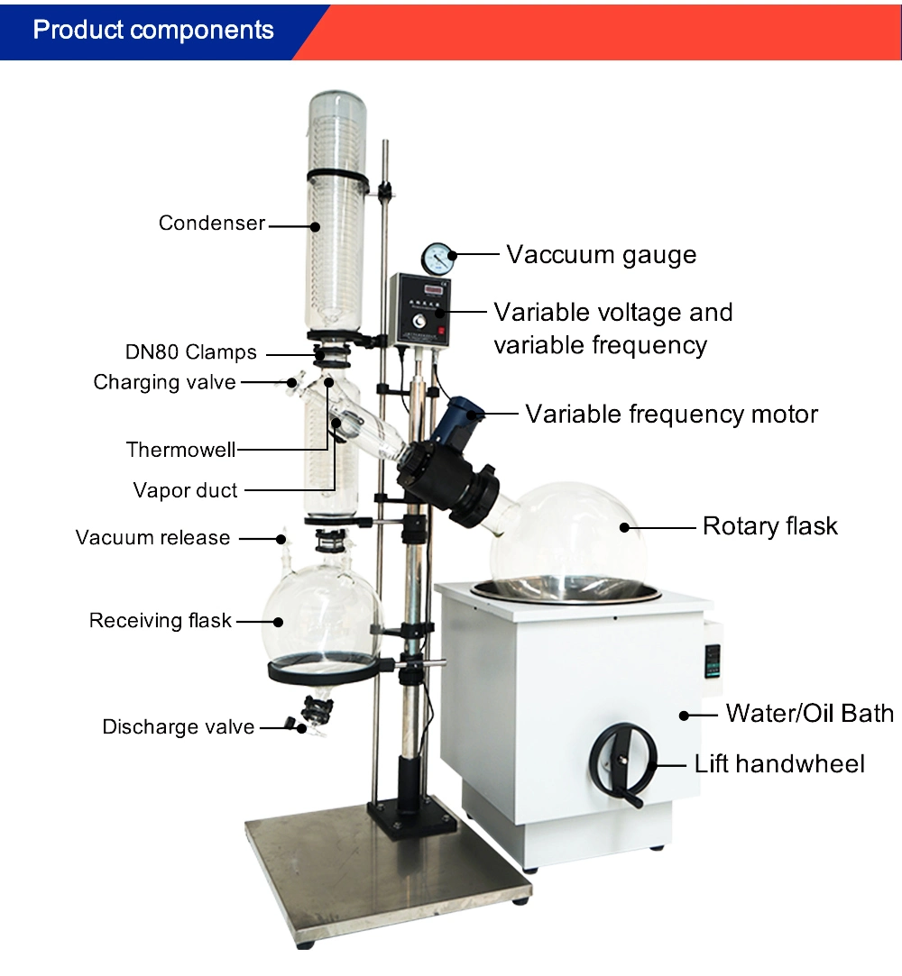 Vertical High Efficiency Integrated Condenser 50L Rotary Vacuum Evaporator