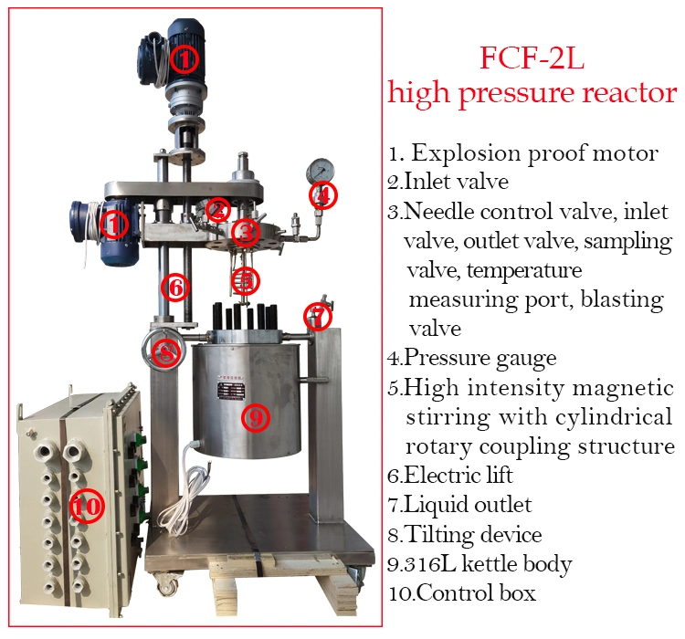 1L 2L 3L 5L 10L Electric Lifting Hydrothermal Autoclave Bubble Column High Pressure Reactor